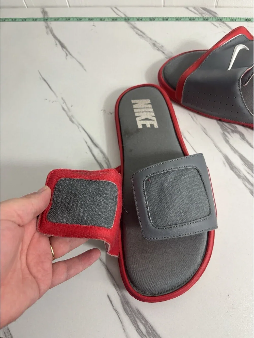 Nike COMFORT Slide 2 Sandals Slides Mens Size 12 Red Gray White 415205 611 Rare